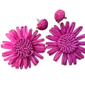 Hot pink flower earrings ,channel your inner Barbie